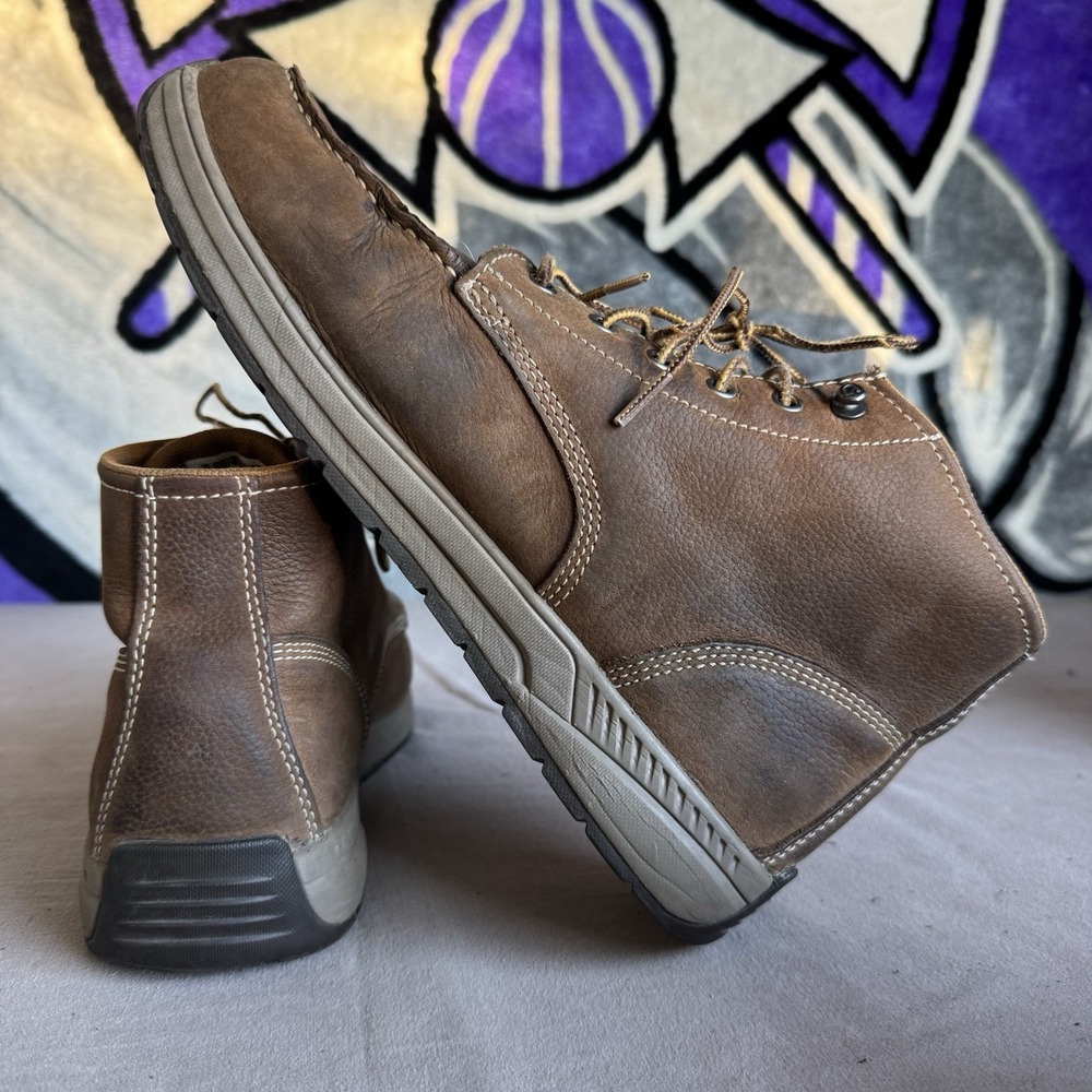 Size 11.5 - Carhartt Men's Moc Toe Wedge Chukka Soft Toe Work Boot Brown CMX4023 - Picture 9 of 10